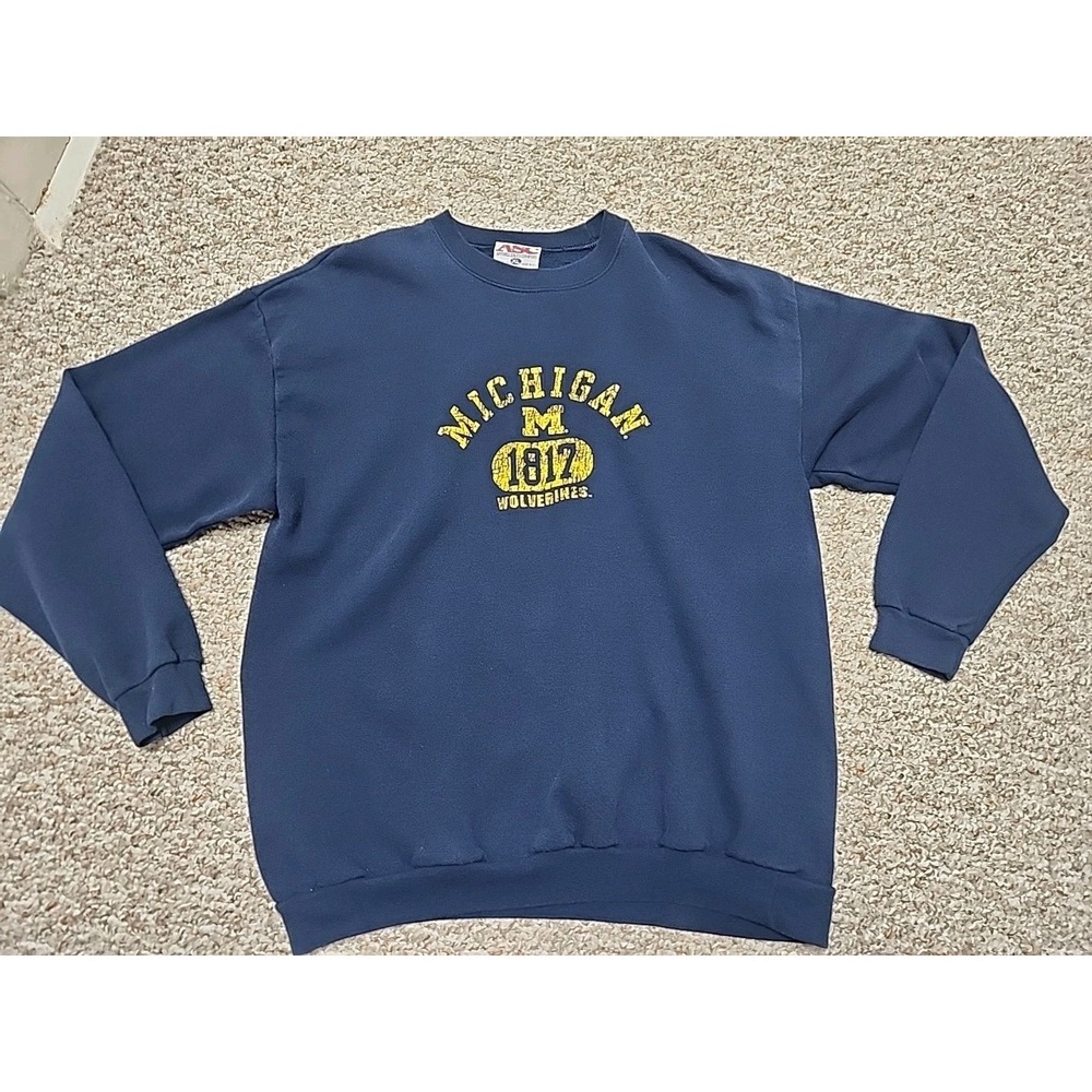 Vintage Michigan Wolverines  Sweatshirt XL Blue USA Made Apparel Sales Company‎